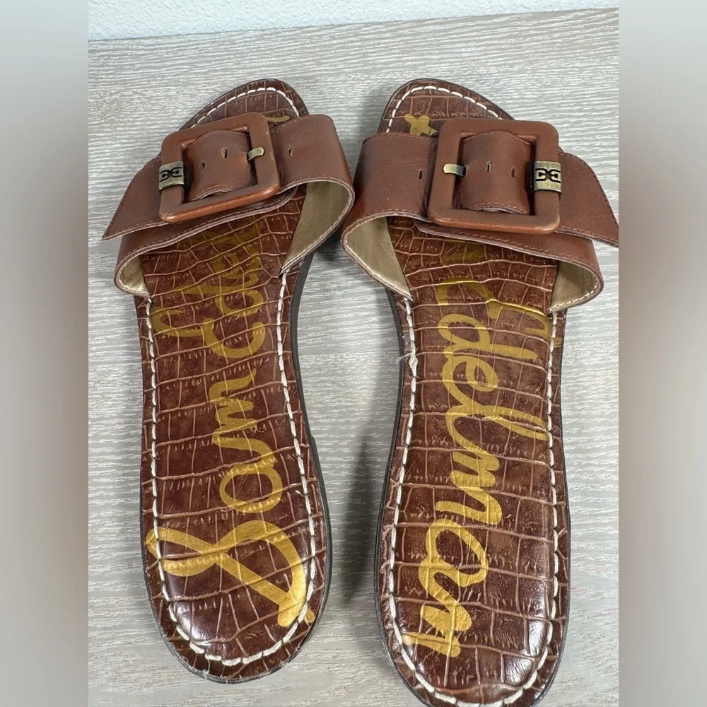 Sam Edelman Gabriela 2 Slide Sandals, Brown Leather, Women's 8.5